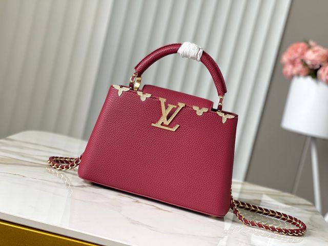 Louis vuitton original calfskin capucines BB handbag M20815 wine