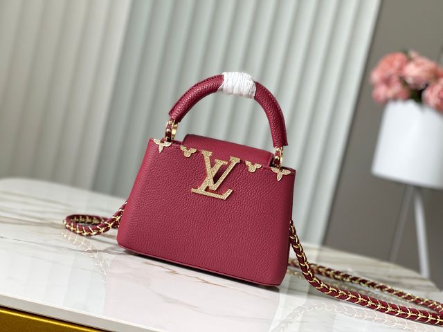 Louis vuitton original calfskin capucines mini handbag M48865 wine