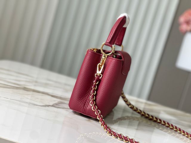 Louis vuitton original calfskin capucines mini handbag M48865 wine