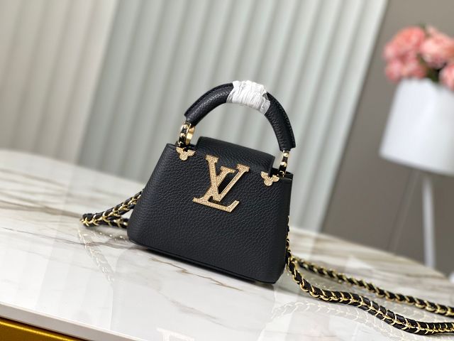 Louis vuitton original calfskin capucines nano handbag M24583 black