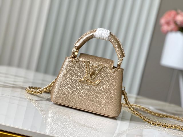 Louis vuitton original calfskin capucines nano handbag M24583 gold