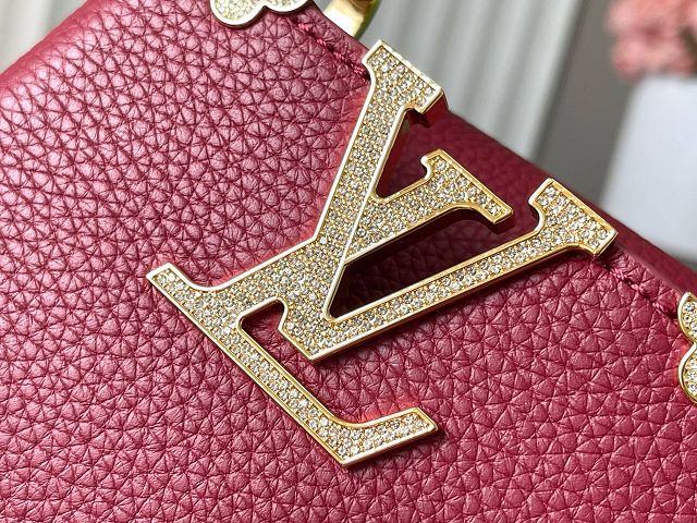 Louis vuitton original calfskin capucines nano handbag M24583 wine