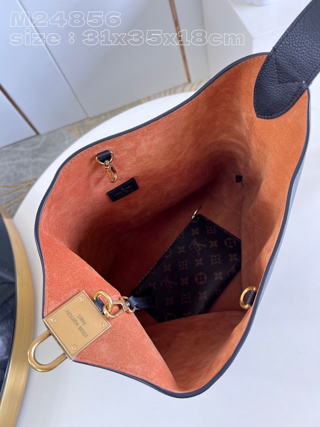 Louis vuitton original calfskin low key hobo bag M24856 black