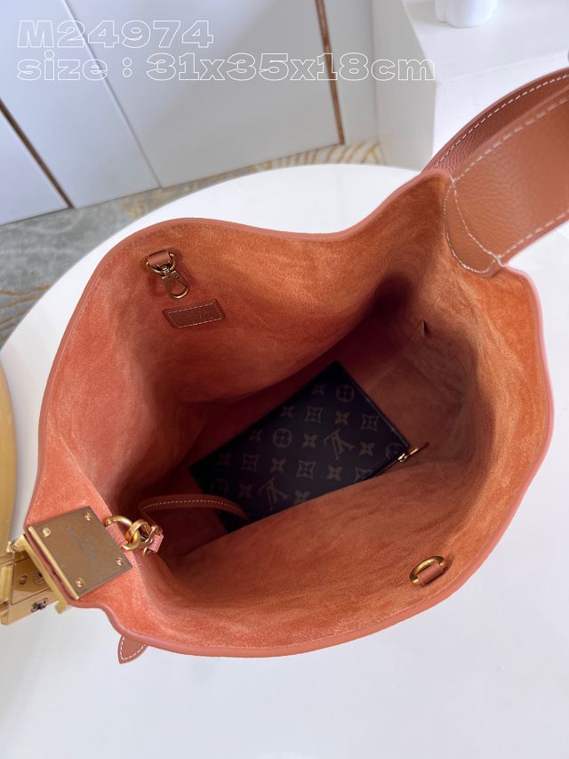 Louis vuitton original calfskin low key hobo bag M24974 brown