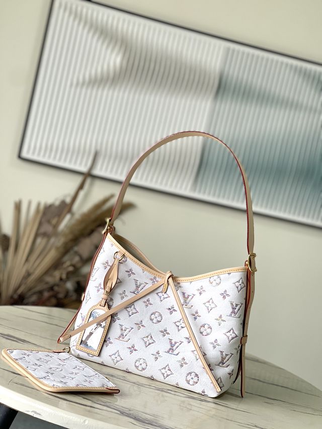 Louis vuitton original jacquard fabric carryall pm M24707 white