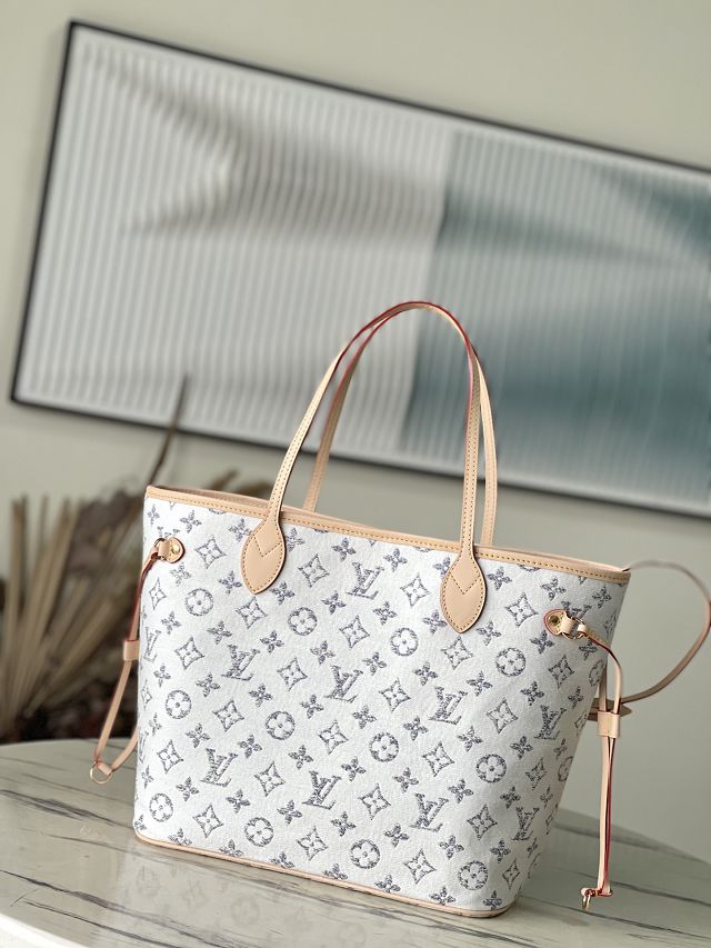 Louis vuitton original jacquard fabric neverfull mm M24905 white