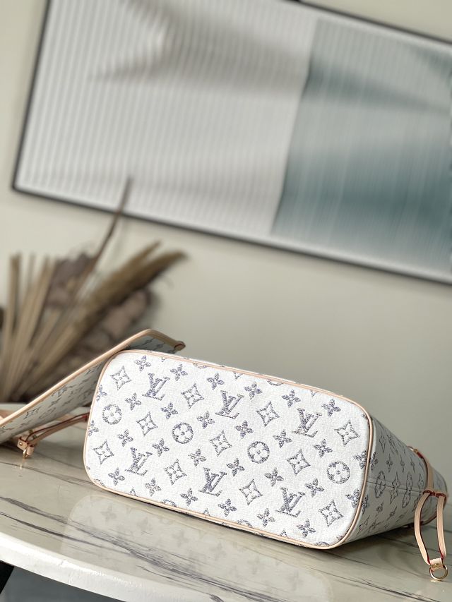 Louis vuitton original jacquard fabric neverfull mm M24905 white