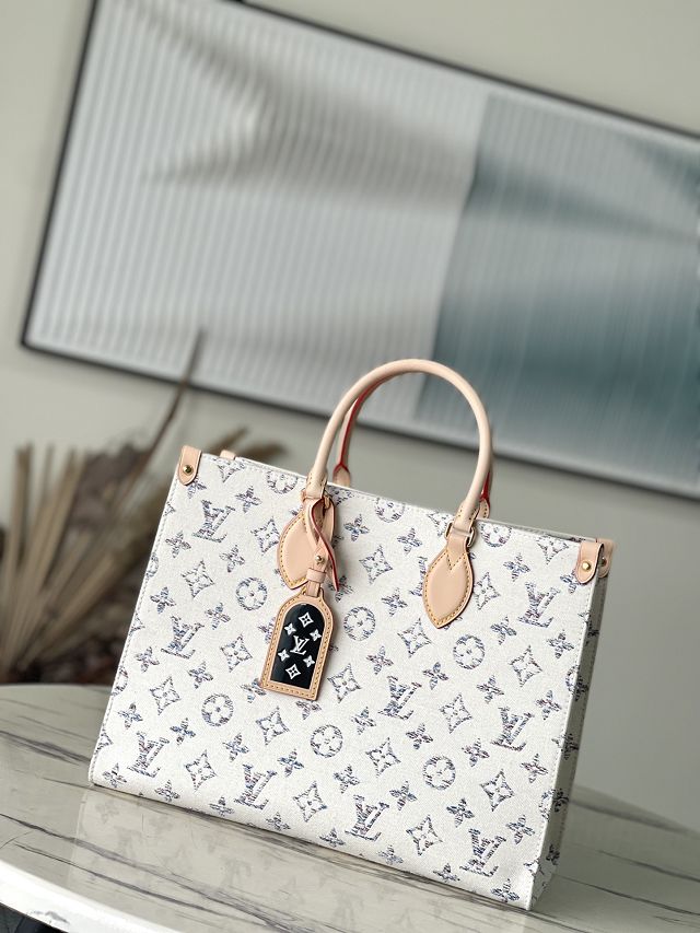 Louis vuitton original jacquard fabric onthego mm M24708 white	