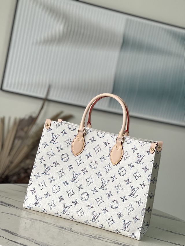 Louis vuitton original jacquard fabric onthego mm M24708 white	