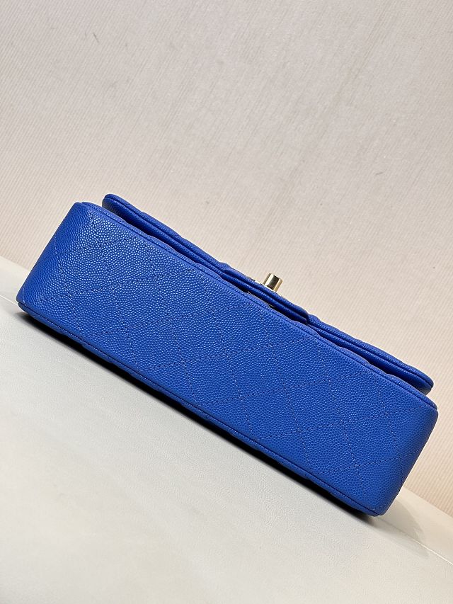 CC original grained calfskin medium flap bag A01112 blue