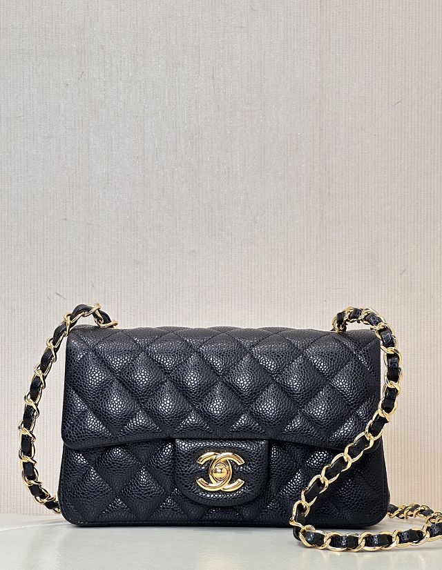 CC original grained calfskin mini flap bag A69900 black