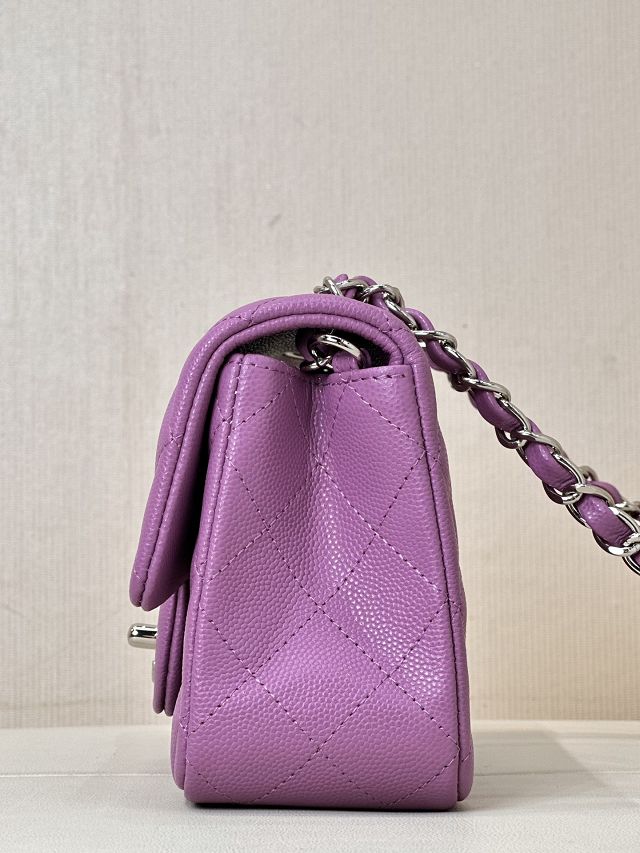 CC original grained calfskin mini flap bag A69900 purple