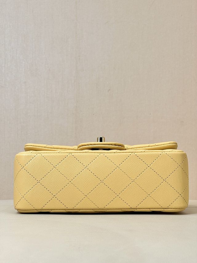 CC original grained calfskin mini flap bag A69900 yellow