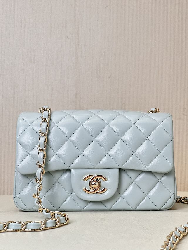 CC original lambskin mini flap bag A69900 light blue