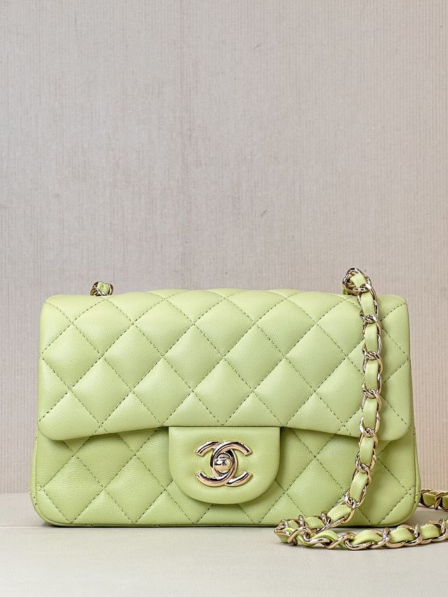 CC original lambskin mini flap bag A69900 light green