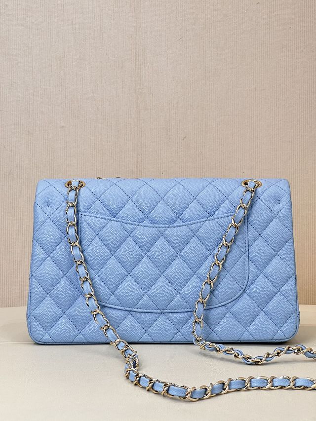 CC original grained calfskin medium flap bag A01112 sky blue