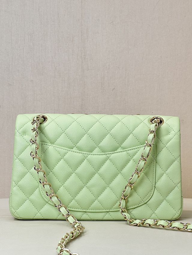 CC original grained calfskin small flap bag A01113 light green