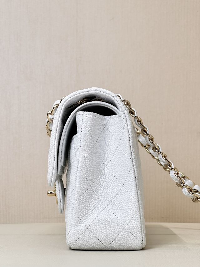 CC original grained calfskin small flap bag A01113 white