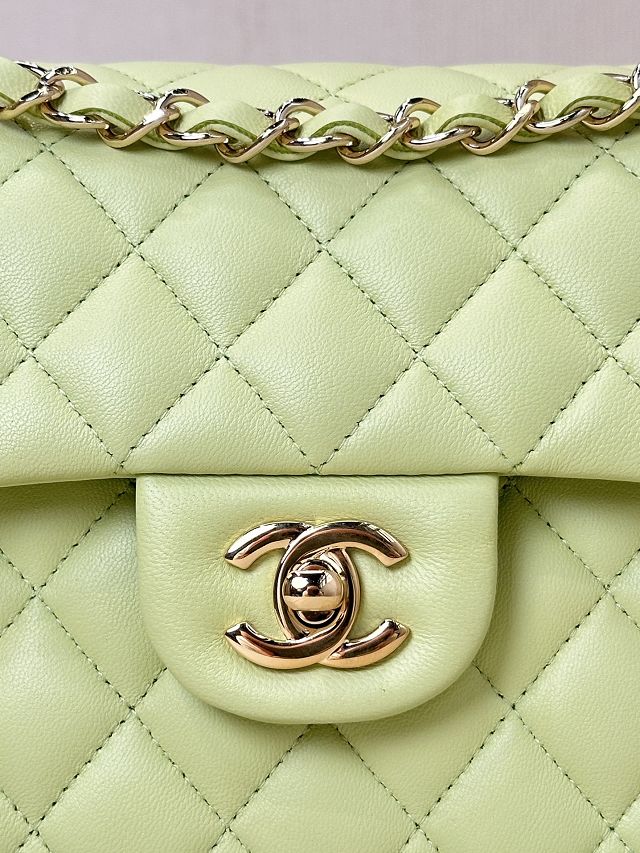 CC original lambskin small flap bag A01113 light green