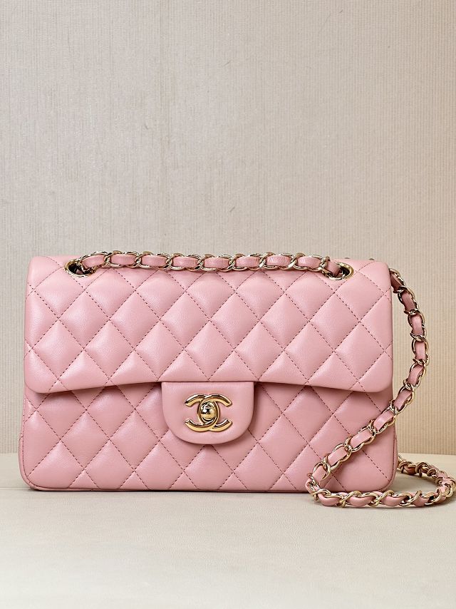 CC original lambskin small flap bag A01113 light pink