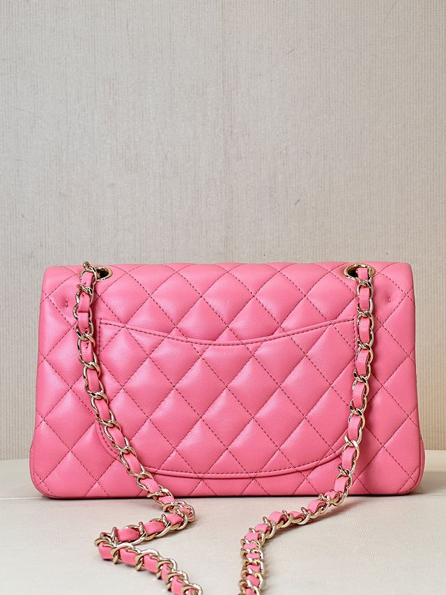 CC original lambskin small flap bag A01113 rose red