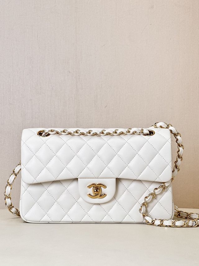 CC original lambskin small flap bag A01113 white