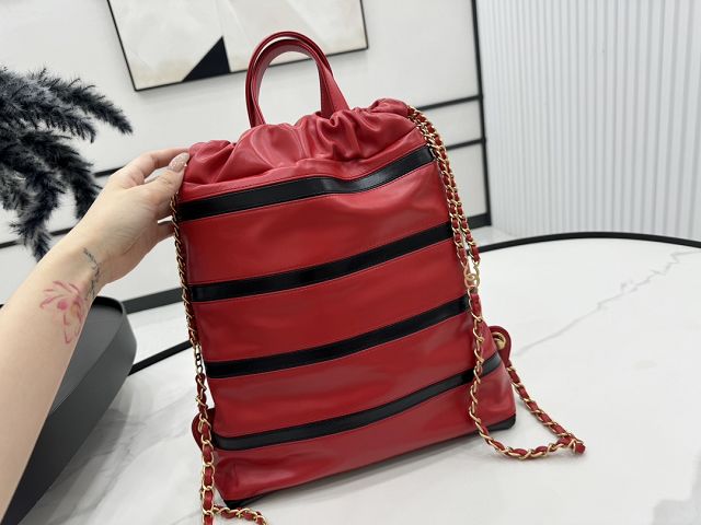 2024 CC original calfskin small 22 backpack AS3859 red&black