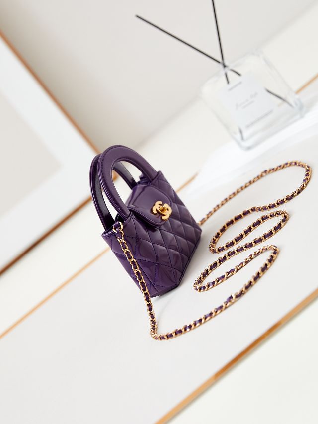 CC original calfskin clutch with chain AP3435 purple