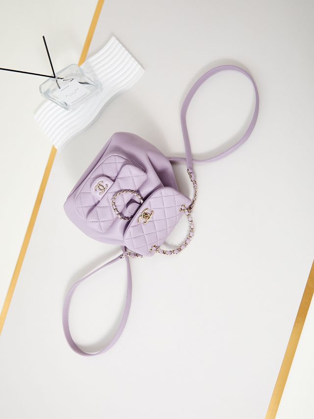 CC original calfskin mini backpack AS2908 light purple