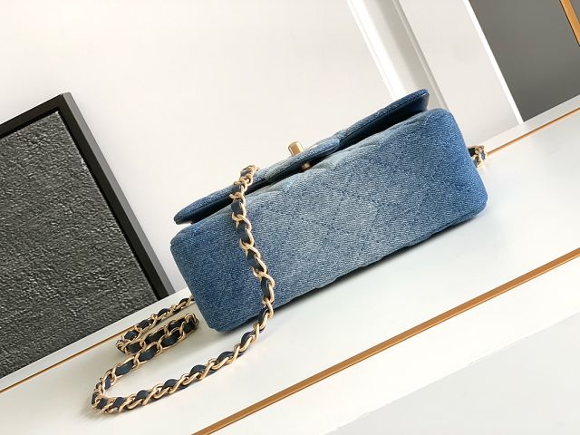 CC original denim mini flap bag A69900 blue