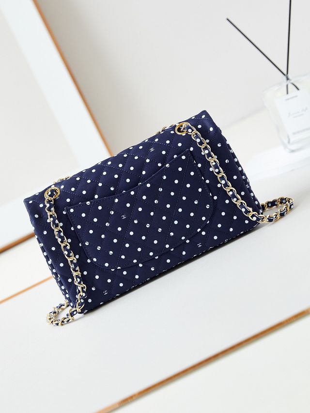 CC original fabric meidum flap bag A01112 navy blue