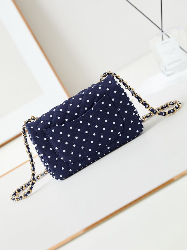 CC original fabric mini flap bag A69900 navy blue