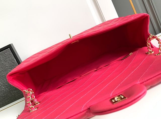 CC original grained calfskin maxi flap bag AS4661 rose red