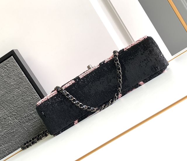 CC original sequins medium flap bag AS2407 pink&black