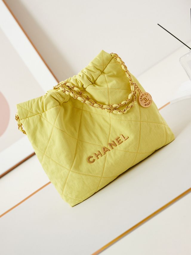 2024 CC original fabric small 22 backpack AS3260 lemon yellow