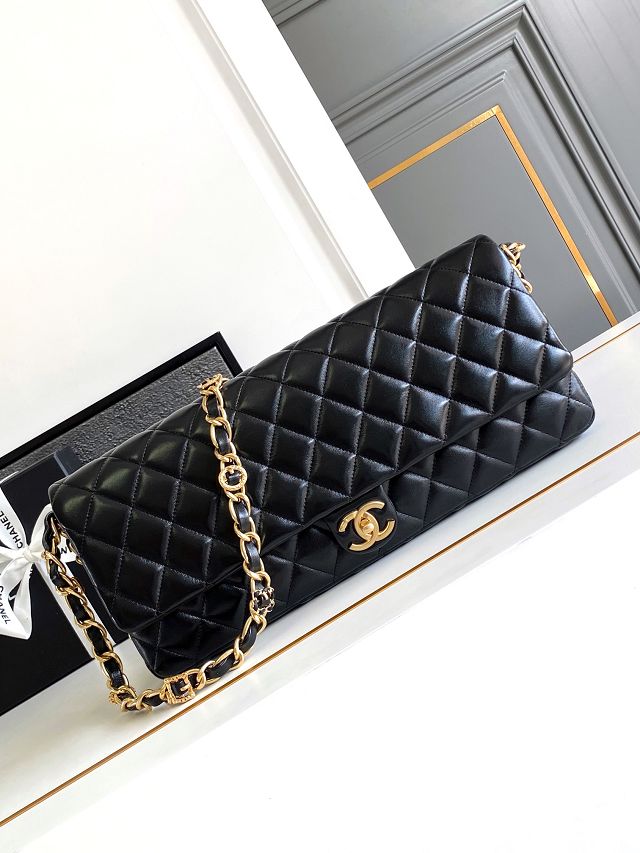 CC original lambskin clutch with chain AP5006 black