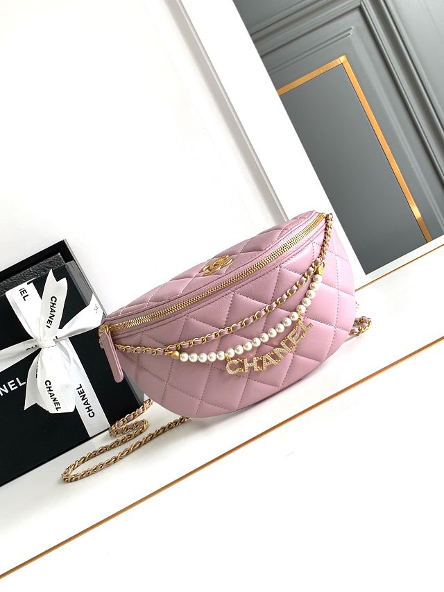 CC original lambskin waist bag AS4991 pink