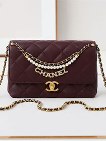 2024 CC original lambskin small flap bag AS4986 bordeaux