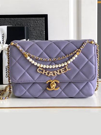 2024 CC original lambskin small flap bag AS4986 light purple