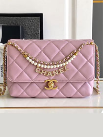 2024 CC original lambskin small flap bag AS4986 pink