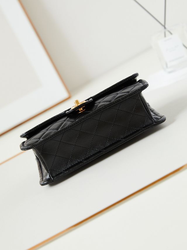 2024 CC original calfskin small  flap bag AS4687 black