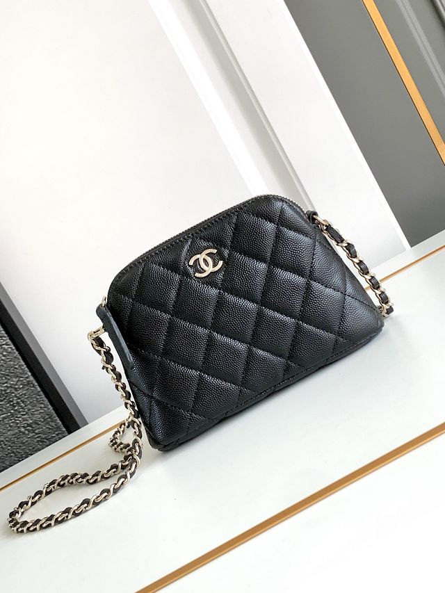 CC original grained calfskin clutch with chain AP4000 black