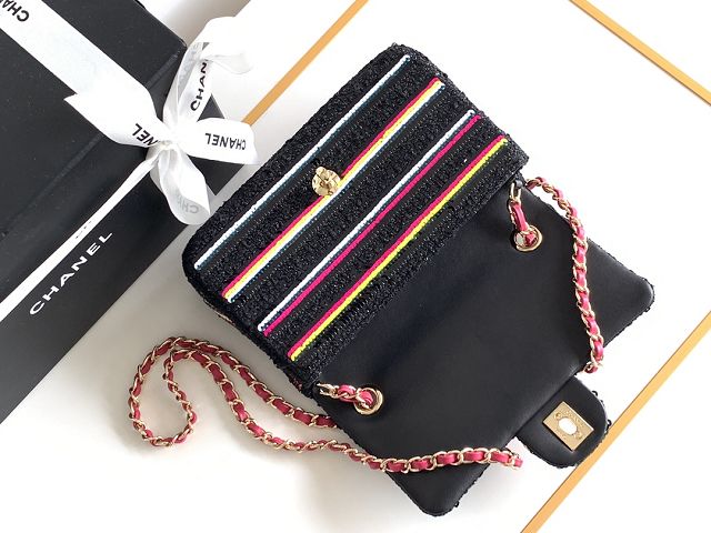 CC original sequins mini flap bag A69900 black