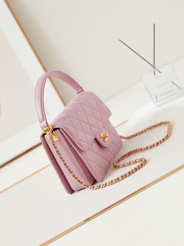 2024 CC original grained calfskin medium flap bag AS5166 pink