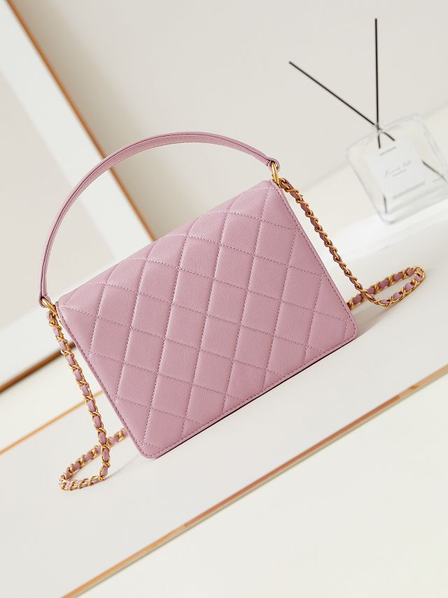 2024 CC original grained calfskin medium flap bag AS5166 pink