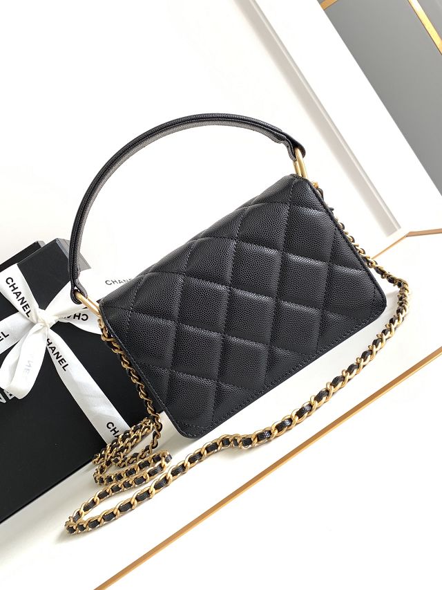 2024 CC original grained calfskin mini flap bag AS5164 black