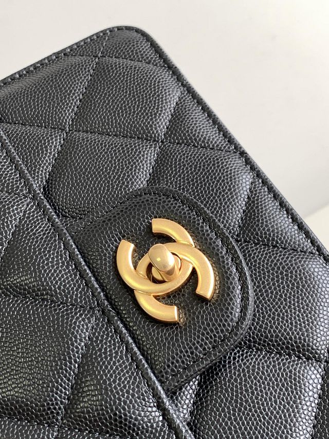 2024 CC original grained calfskin mini flap bag AS5164 black