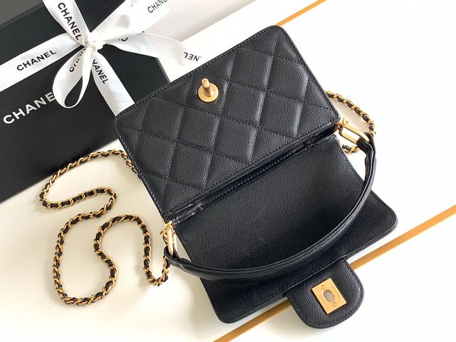 2024 CC original grained calfskin mini flap bag AS5164 black