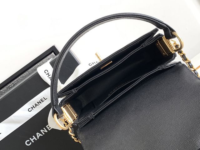 2024 CC original grained calfskin mini flap bag AS5164 black