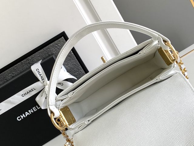 2024 CC original grained calfskin mini flap bag AS5164 white